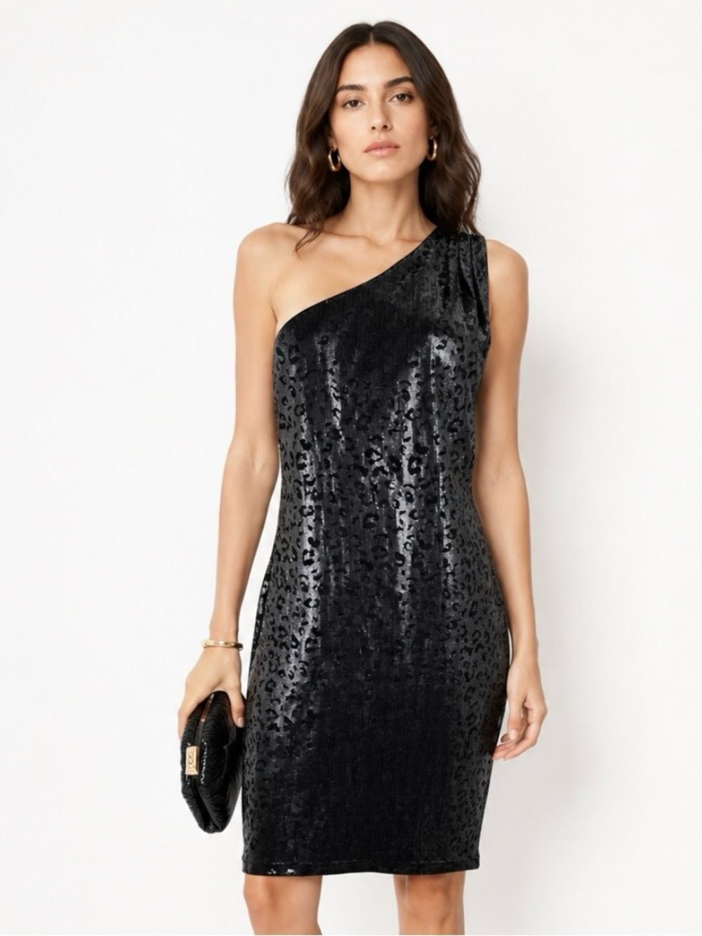 VINTAGE Y2K 90's Miss Sixty One-Shoulder Black Sequin Dress Size Medium